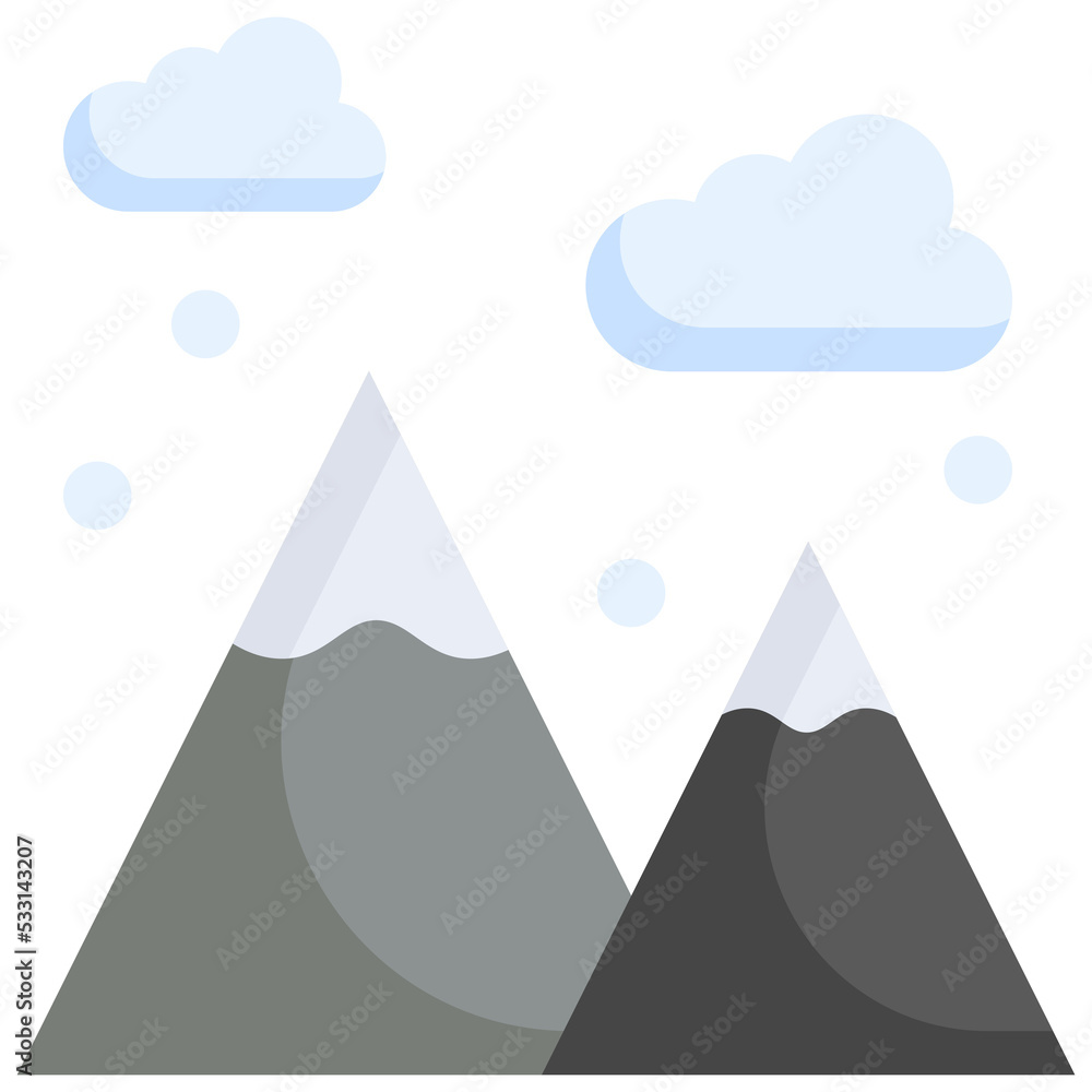 Snow mountain icon. Flat design. For presentation, graphic design.