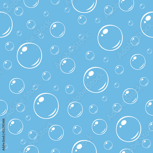 Soap bubbles seamless pattern. Vector hand drawn background