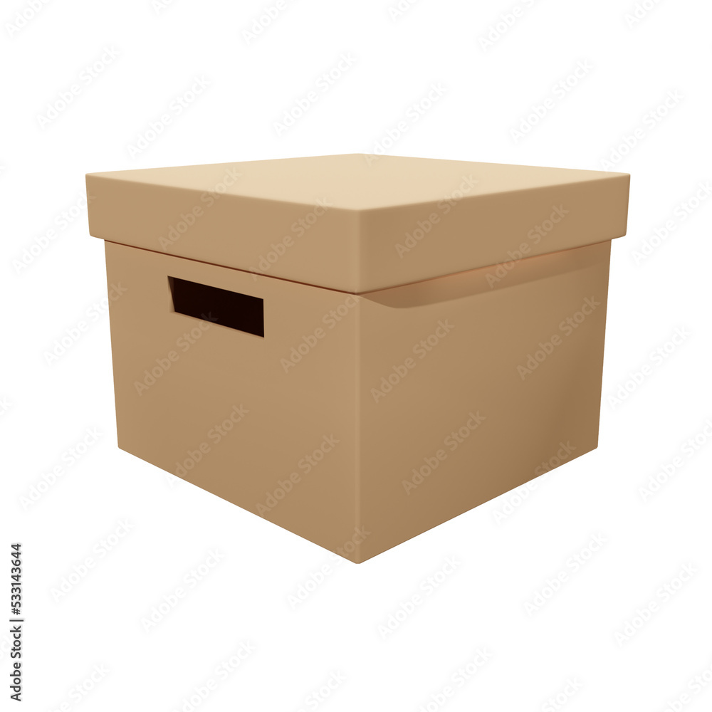 3D storage box with lid and handles, 3D rendering image, Clipping path included. 3D storage box with lid and handles, 3D rendering image, Clipping path included.