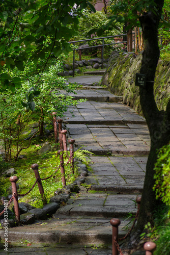 秋の石畳の階段