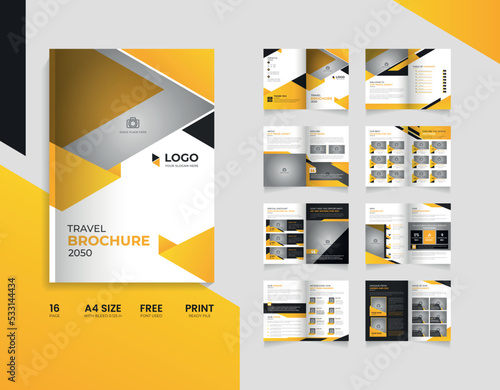 Modern travel brochure template design layout