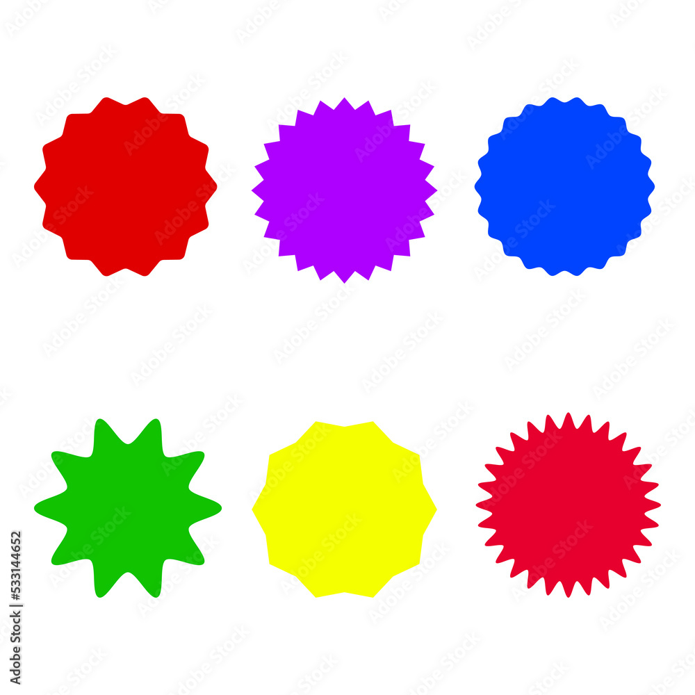 Set of vector icons, starburst.Color stickers.Collection of different types and colors of icons. vector illustration
