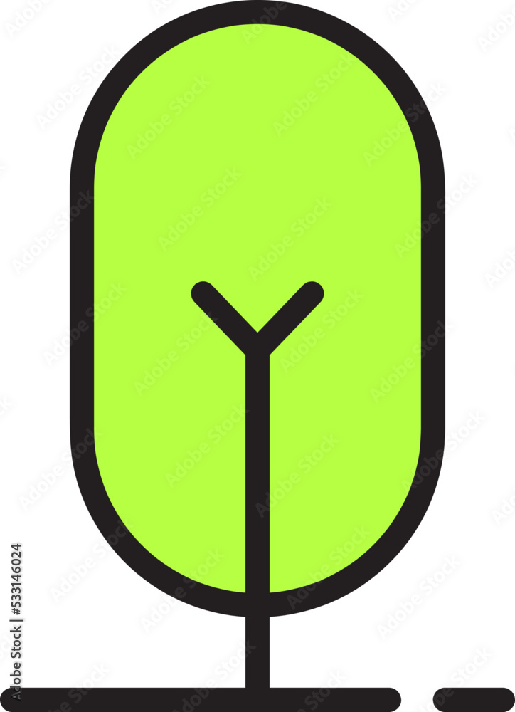Simple Minimalist Outline Green Tree Vector Simple Minimalist Outline Green Tree Vector
