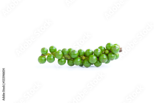 Fresh green black pepper isolated on white background,Organic vegetables, Herbal plant, Food ingredient