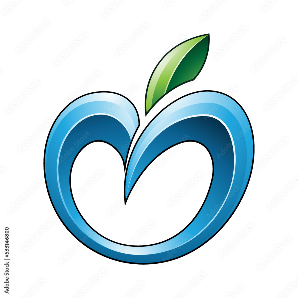 Apple Icon in Shades of Blue and Green