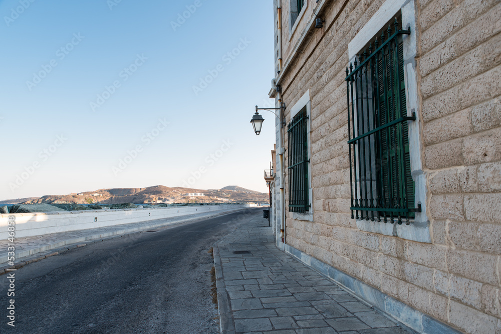 Syros port on a colorful summer day, Cyclades, Aegean sea, Greece