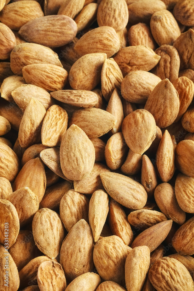 Close up picture of almonds, selective focus. Close up picture of almonds, selective focus.