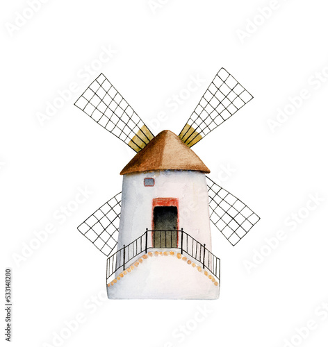 White historic old windmille southern europe