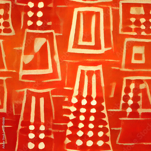 Orange and white abstract expressionism artwork. Seamless texture pattern. Digital art in the style of a traditional painting.