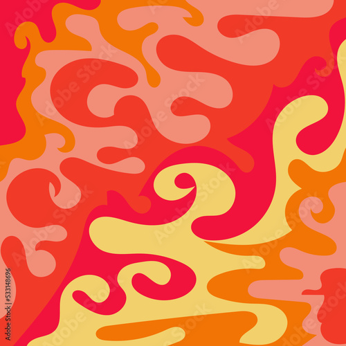 Hippie groovy psychedelic swirl, great design for any purposes. Cover, poster, wallpaper. Trendy retro groovy pattern. Vector art hippie illustration print. Vector art design.
