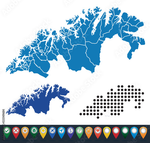 Set maps of Troms og Finnmark region photo