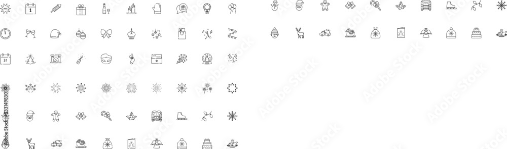 Outline icon collection - Christmas set.