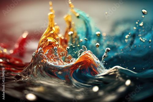 rendered colorful splash image, ocean water style photo