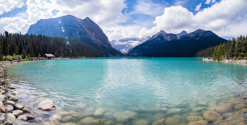 scenic view of lake louise in the mountains