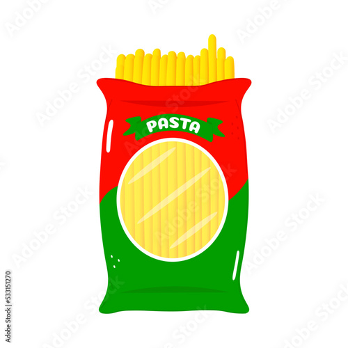 Cute funny spaghetti character. Vector hand drawn cartoon kawaii character illustration icon. Isolated on white background. Pasta character concept