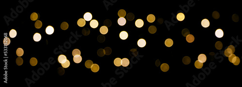 Border of golden Bokeh Light on black background