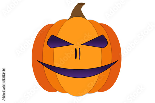 vector Halloween pumpkin. Happy face isolated on white background. Vector illustration.