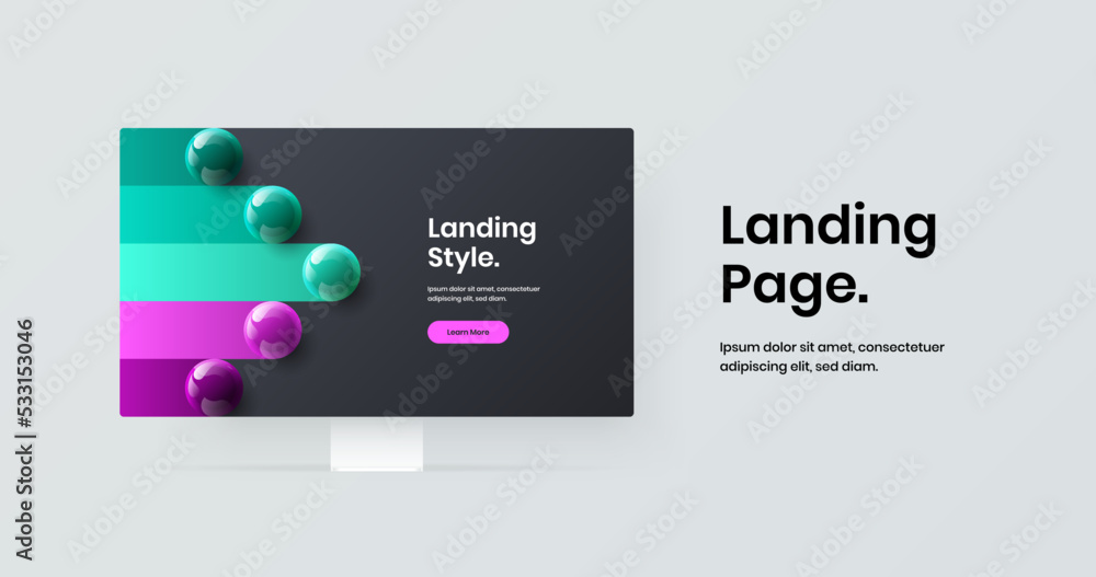 Vivid landing page design vector template. Abstract desktop mockup website illustration. Vivid landing page design vector template. Abstract desktop mockup website illustration.