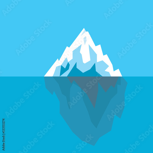 Iceberg big rock in the ocean -vector flat