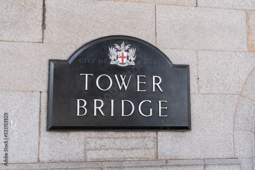 Tower Bridge wall sign