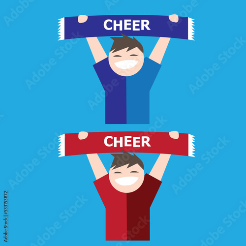 sport team supporter cheering with scarf-vector