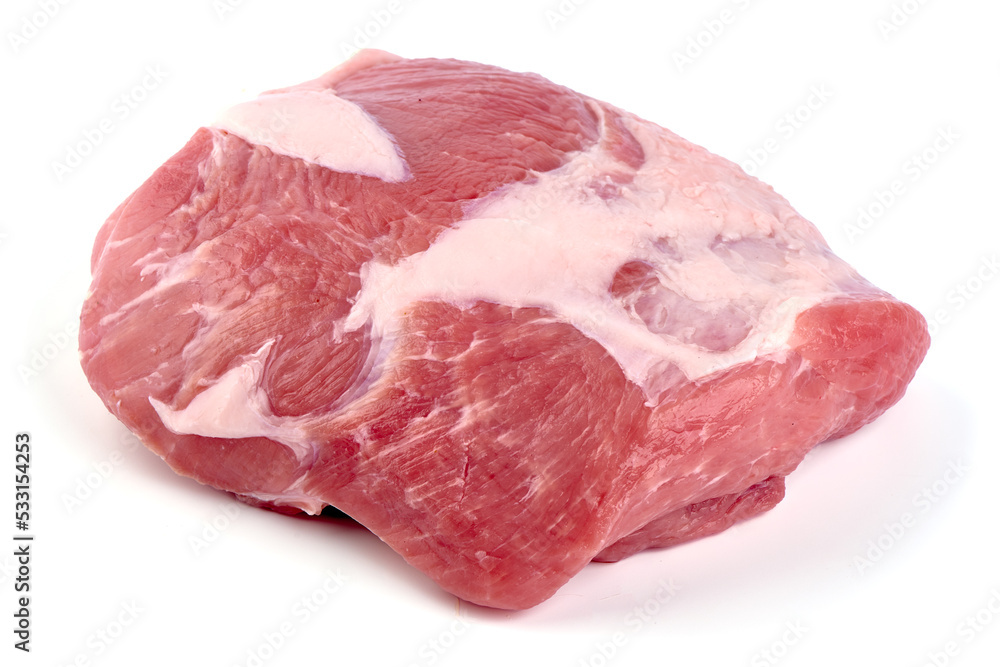 Fresh pork meat, isolated on white background. High resolution image.