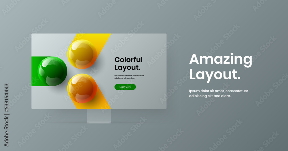 Bright web project design vector layout. Simple monitor mockup landing page concept. Bright web project design vector layout. Simple monitor mockup landing page concept.