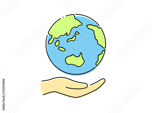 手と地球 SDGs 環境問題 気候対策