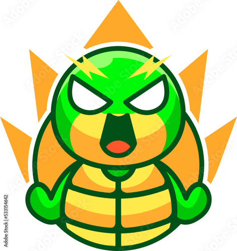Cute super turtle cartoon vector icon illustration 