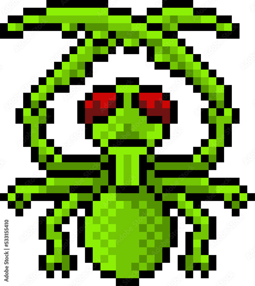 Praying Mantis Bug Insect Pixel Art Game Icon Praying Mantis Bug Insect Pixel Art Game Icon