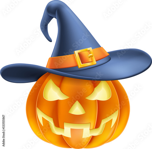 Pumpkin Wearing Witch Hat H...