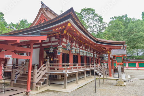 Hai-den (Worship Hall) of the Isonokami Jingu Shrine in Nara, National Treasure of Japan. © Takashi Images
