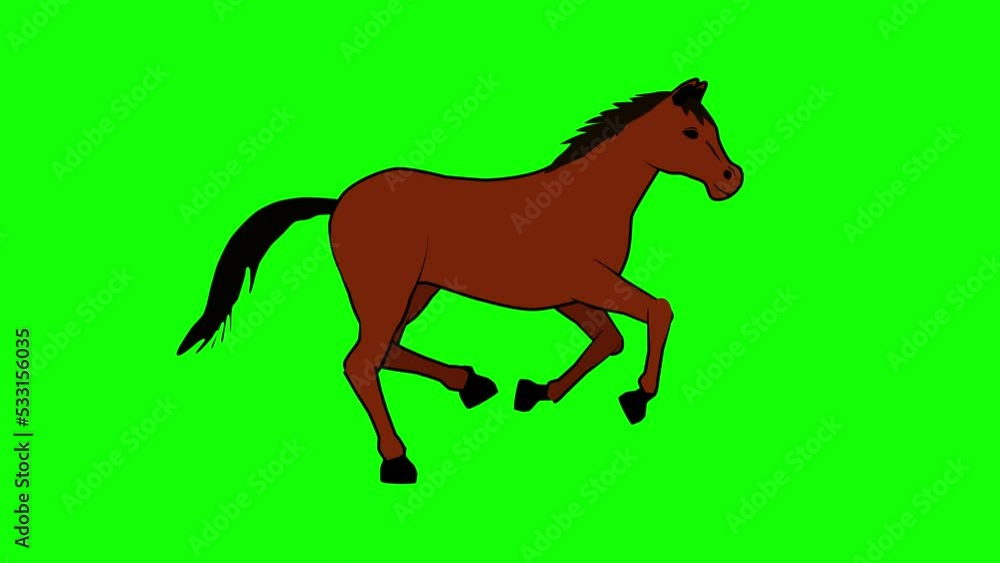 2d animation horse cartoon runs green screen 2d animation horse cartoon runs green screen