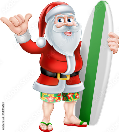 Surfing Santa Shaka Hand Ch...