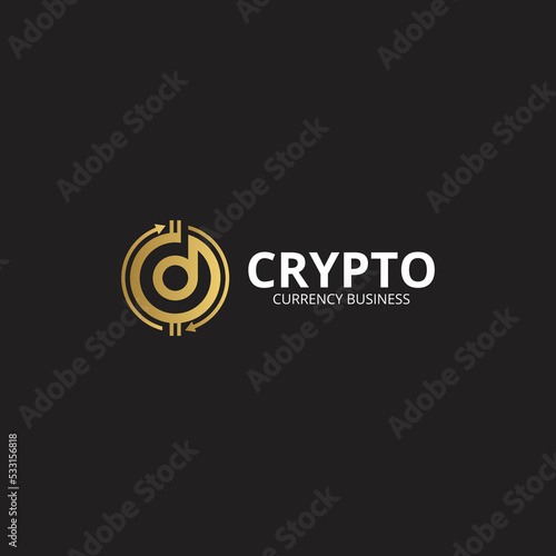 Digital Crypto Currency Logo Template. Abstract D Letter Crypto Currency Logo vector icon.