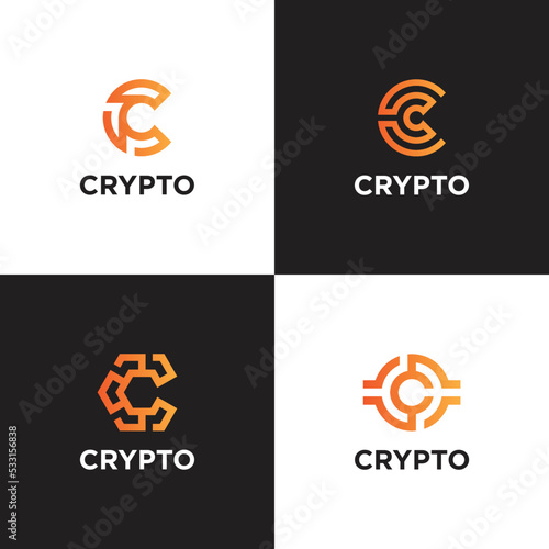 Digital Crypto Currency Logo Template. C Letter Crypto Currency Logo vector icon
