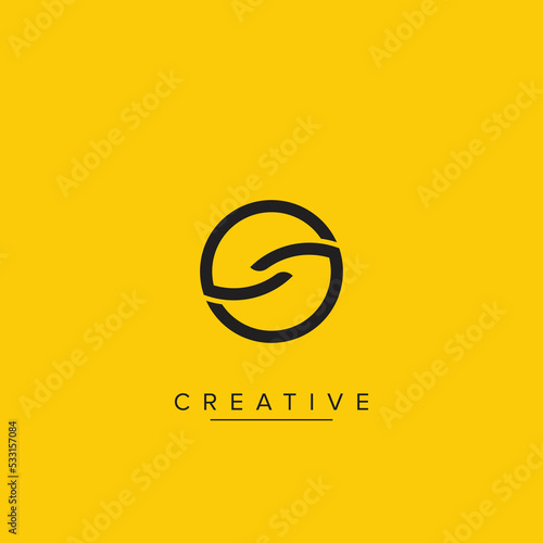 Initial O S OS SO letter monogram line art logo with black color.