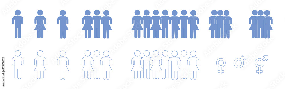 Male, Female and Transgender Line Icon Male, Female and Transgender Line Icon