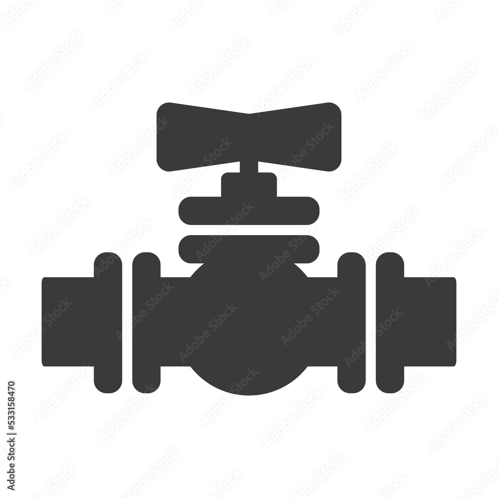 Pipeline with valve glyph icon isolated on white background.Vector illustration. Pipeline with valve glyph icon isolated on white background.Vector illustration.