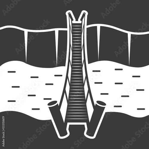 Wooden suspended bridge over the ravine icon isolated on white background.Vector illustration.