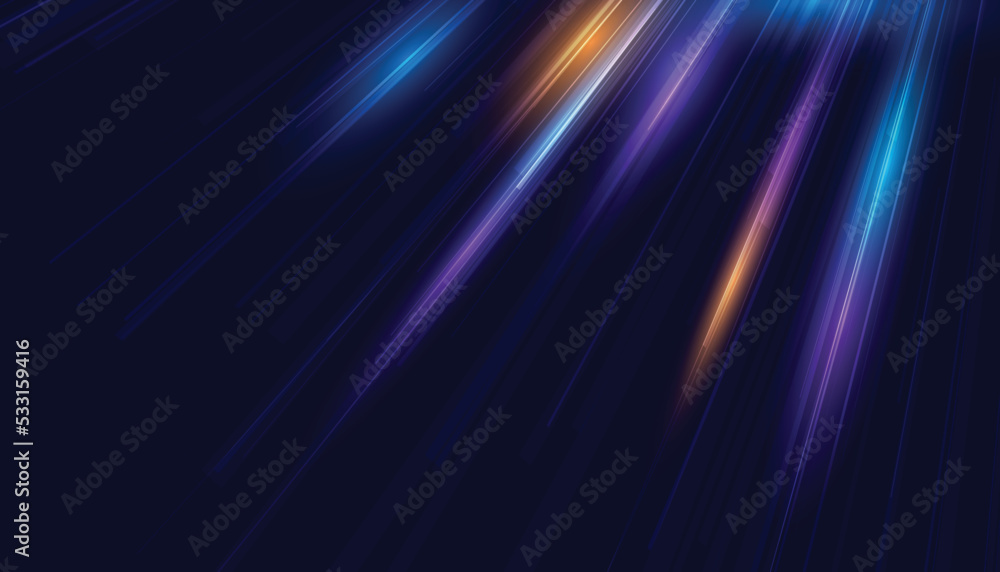 Fototapeta premium Modern abstract speed light lines effect. Futuristic dynamic motion technology. Motion pattern for banner or poster design background idea. Vector eps10.