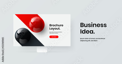 Clean monitor mockup site screen concept. Premium web project vector design illustration.