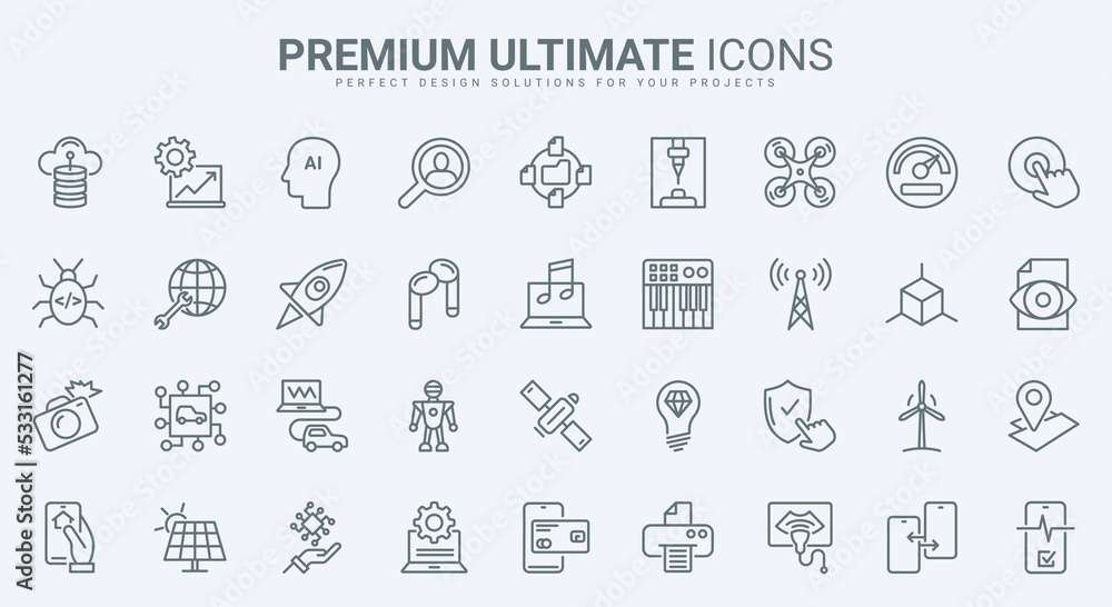 Digital technology thin line icons set vector illustration. Outline AI machine learning, smart home and data communication, internet network symbols, robot support service and eco tech startup Digital technology thin line icons set vector illustration. Outline AI machine learning, smart home and data communication, internet network symbols, robot support service and eco tech startup