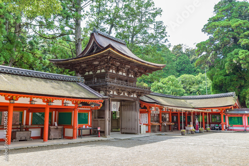 Romon Gate of the Isonokami Jingu Shrine in Nara, Importtant Cultural Property of Japan.