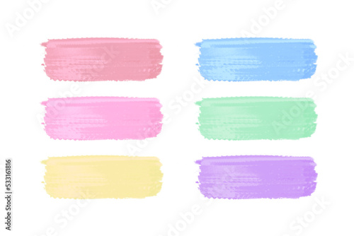 Set of cosmetic pastel brush stains isolate on white background. illustration painting pastel color of watercolor concept.
