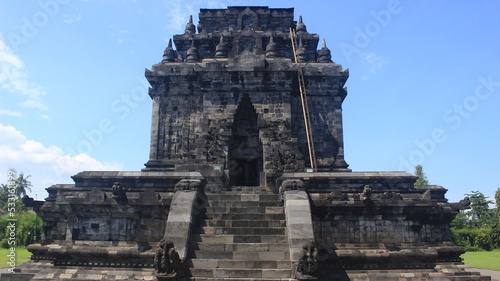 The splendor and unique architecture of Mendut Temple in Magelang Indonesia. This Buddhist temple was built during the Ancient Mataram Kingdom