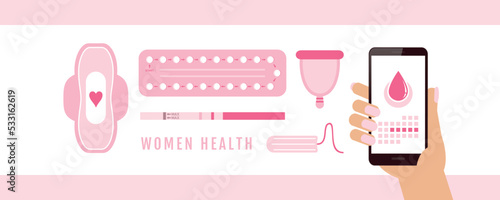 women health contraception and hygiene products info graphic