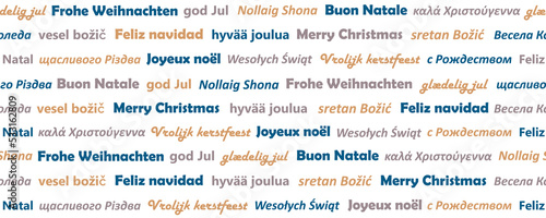 merry christmas greeting card banner in different languages