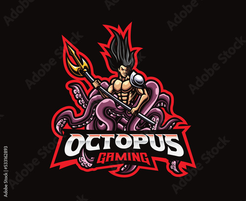 Octopus man mascot logo design