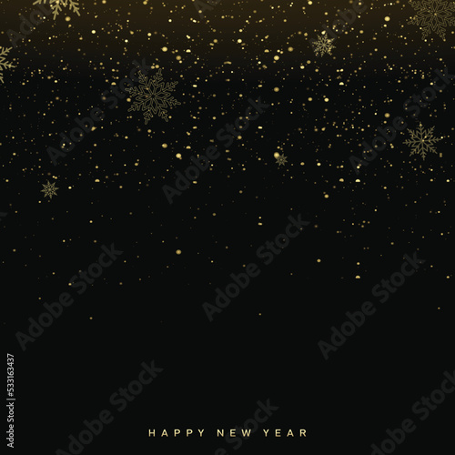 Happy New Year or Xmas card with glowing lights. Vector